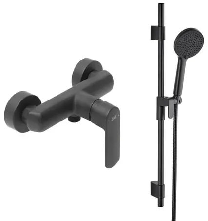 Sprchová batéria SAT Feel so sprchovacím setom 150 mm čierna matná SATBSFEEL268CSET1