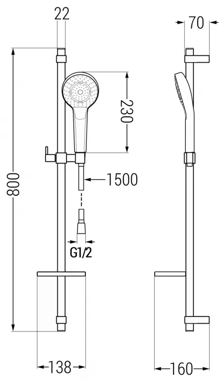 Mexen sprchový set DQ05, chróm, 785054581-00