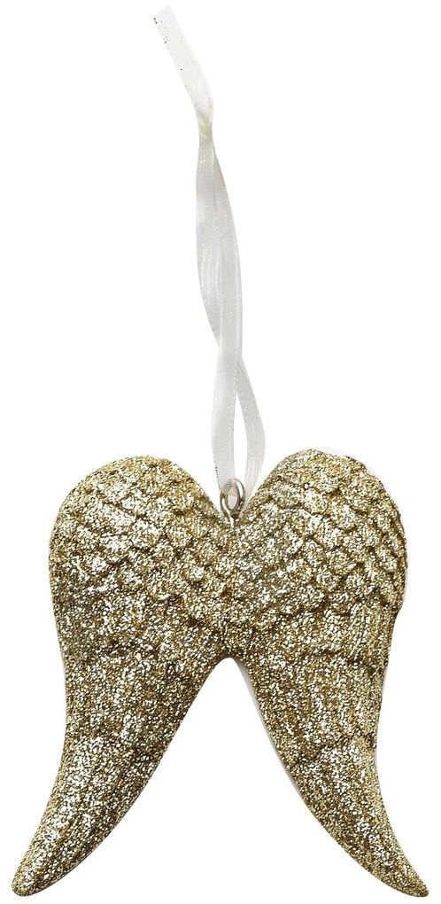Vánoční závěsná ozdoba SANTA LILA WINGS 6,5 cm zlatá