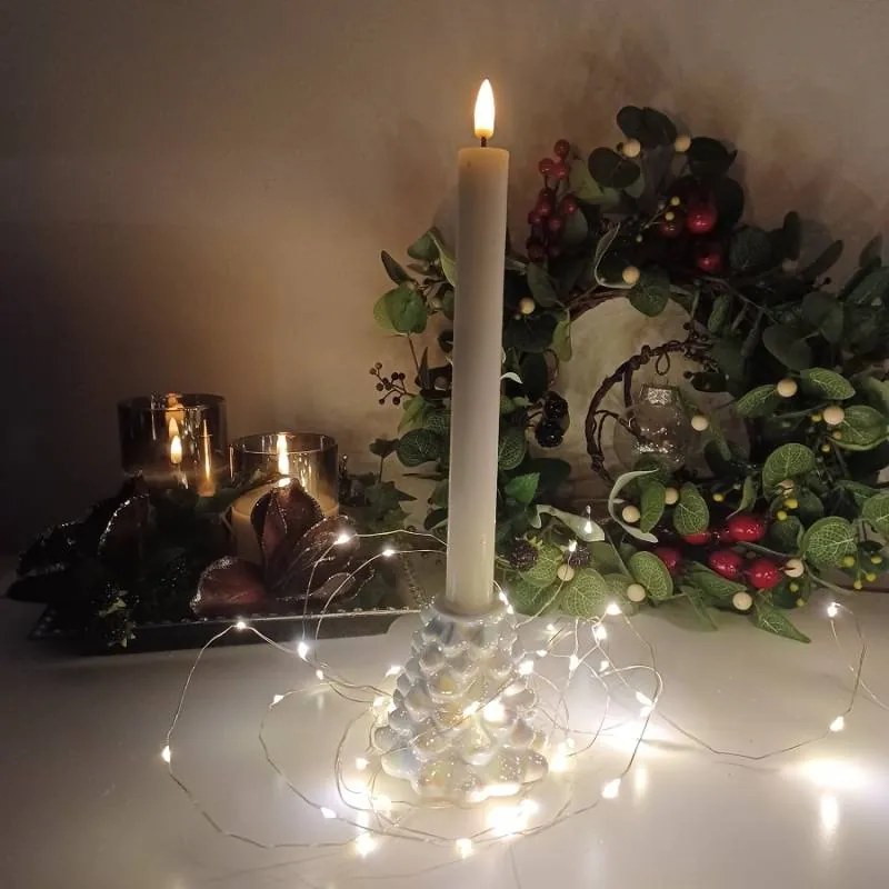 DECOLED Svícen, 8,5 x 8,5 x 8 cm, bílý