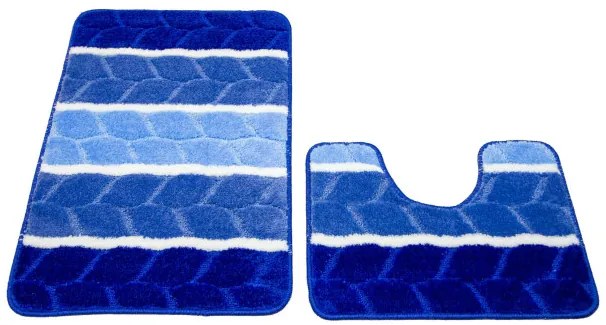 Sada kúpeľňových koberčekov FANO pruhy, modrá