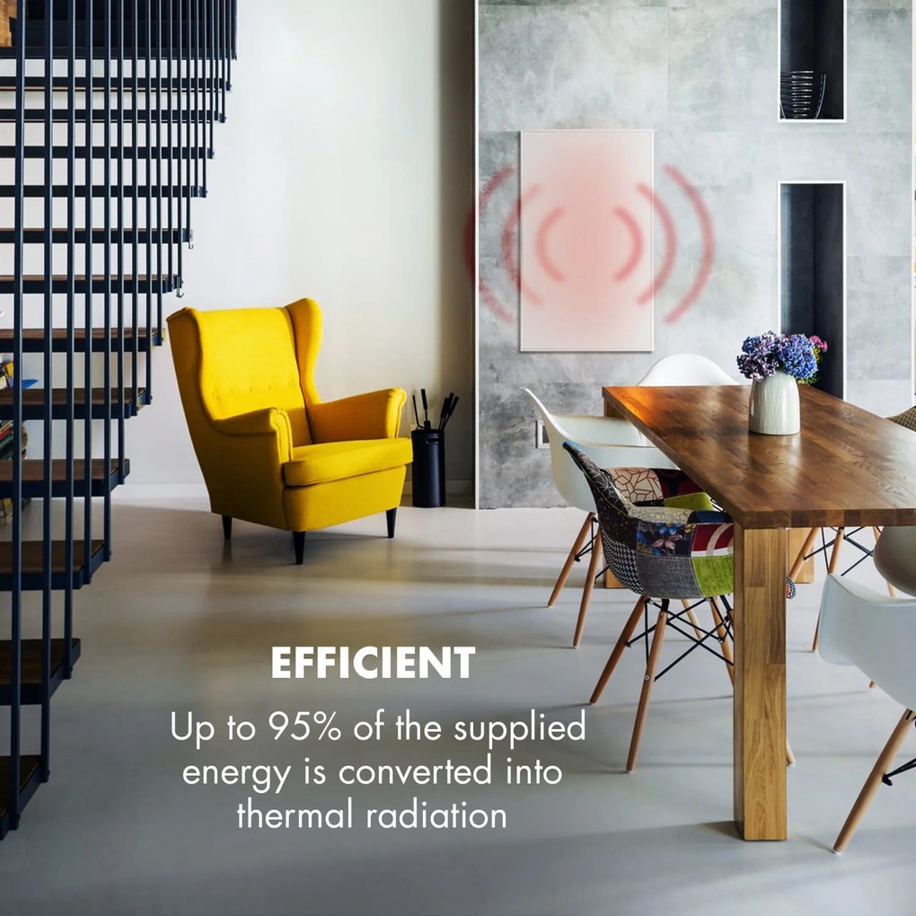 Klarstein Wonderwall 600 Smart, infračervený ohrievač, 60 x 100 cm, 600 W, týždenný časovač, IP24, biely
