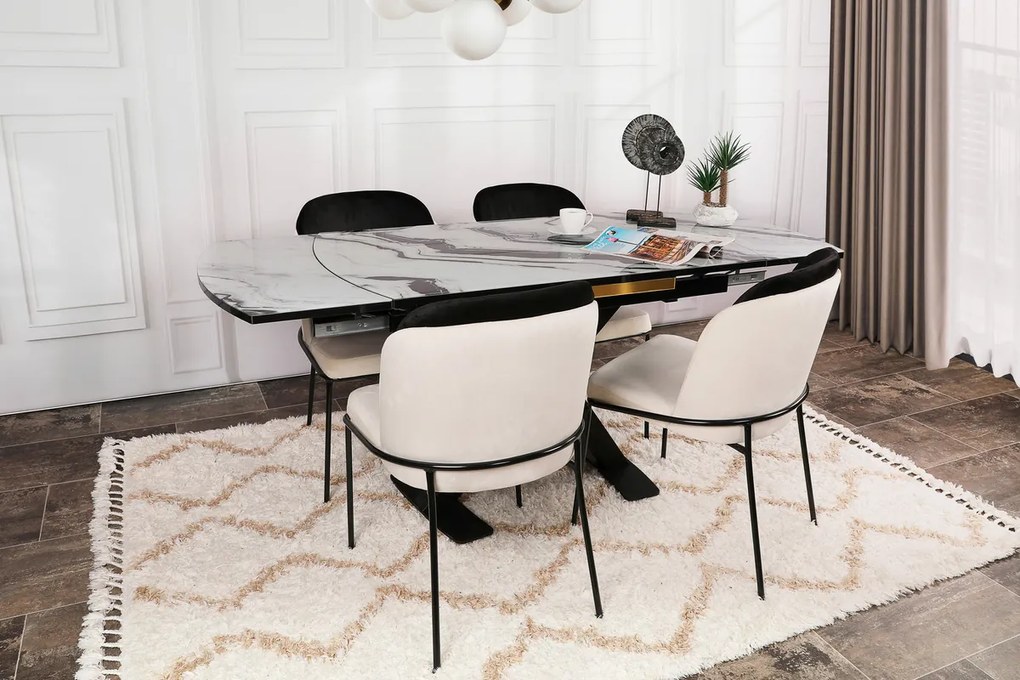 Sada jedálenských stoličiek Dore Black and Cream,2 ks