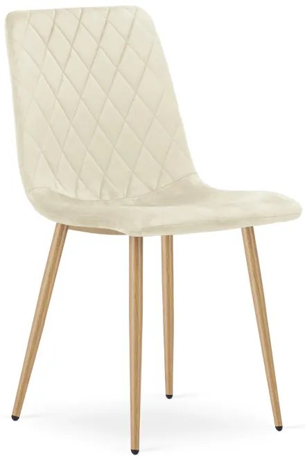 Set troch jedálenských stoličiek TURIN zamatové, svetlobéžové / hnedé nohy (3 ks)