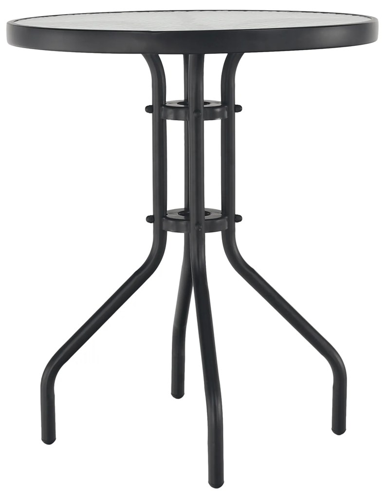 Jedálenský stôl, čiena oceľ/tvrdené sklo, priemer 60 cm, BORGEN TYP 1