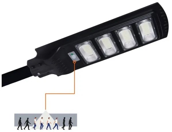 LED solárna pouličná lampa URBI so senzorom, 11W/3,2V, 6500K, s diaľkovým ovládačom, IP54