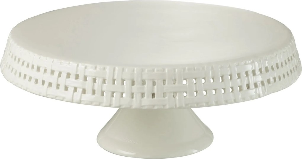 Biely keramický podnos na nohe Hella White - Ø 34*14cm