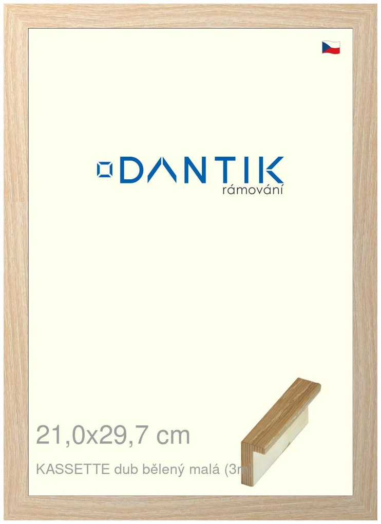 DANTIK rám na obraz 21x29,7 | KASSETTE dub bělený malá (Sklo Čiré)