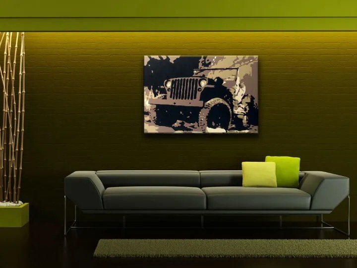 Ručne maľovaný POP Art obraz JEEP  jeep