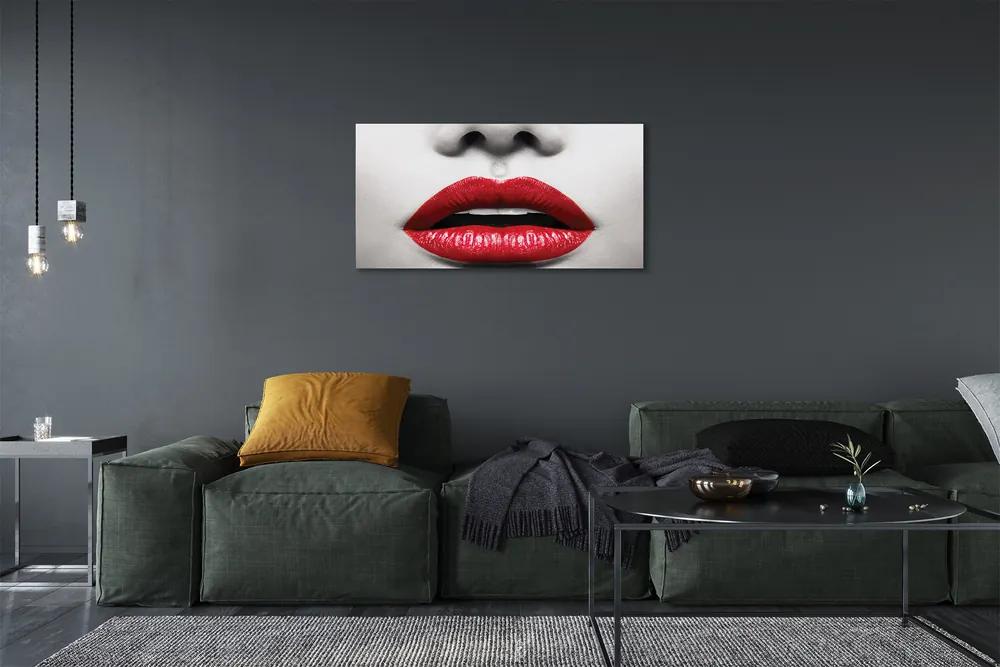 Obraz canvas Červené pery nos žena 140x70 cm