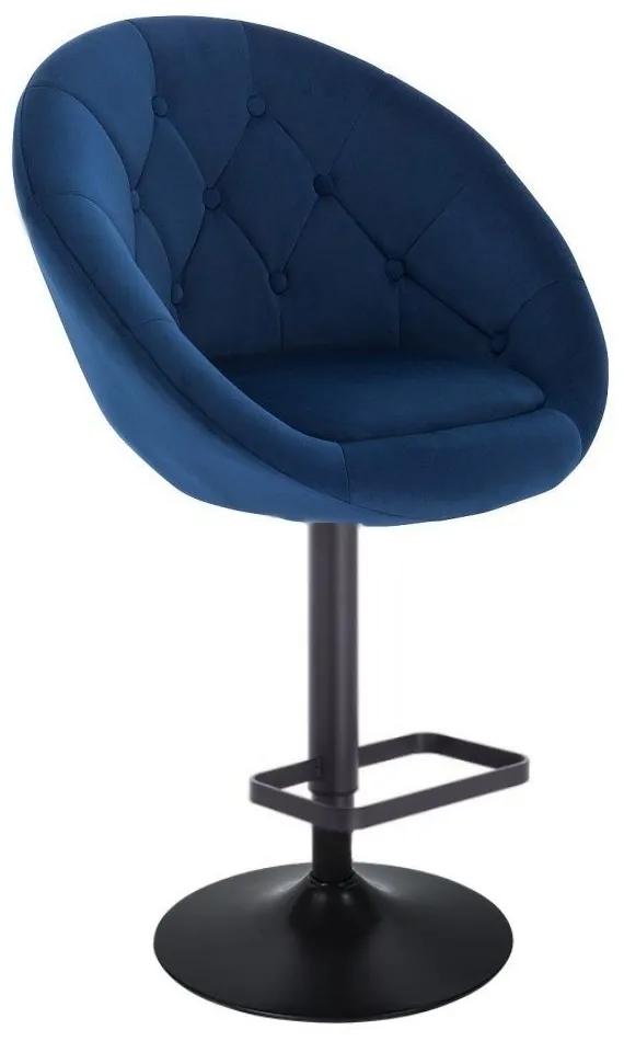 LuxuryForm Barová stolička VERA VELUR na čiernom tanieri - modrá