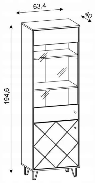 Vitrína Bilbao 63,4 cm dub remeselný tabak/grafit