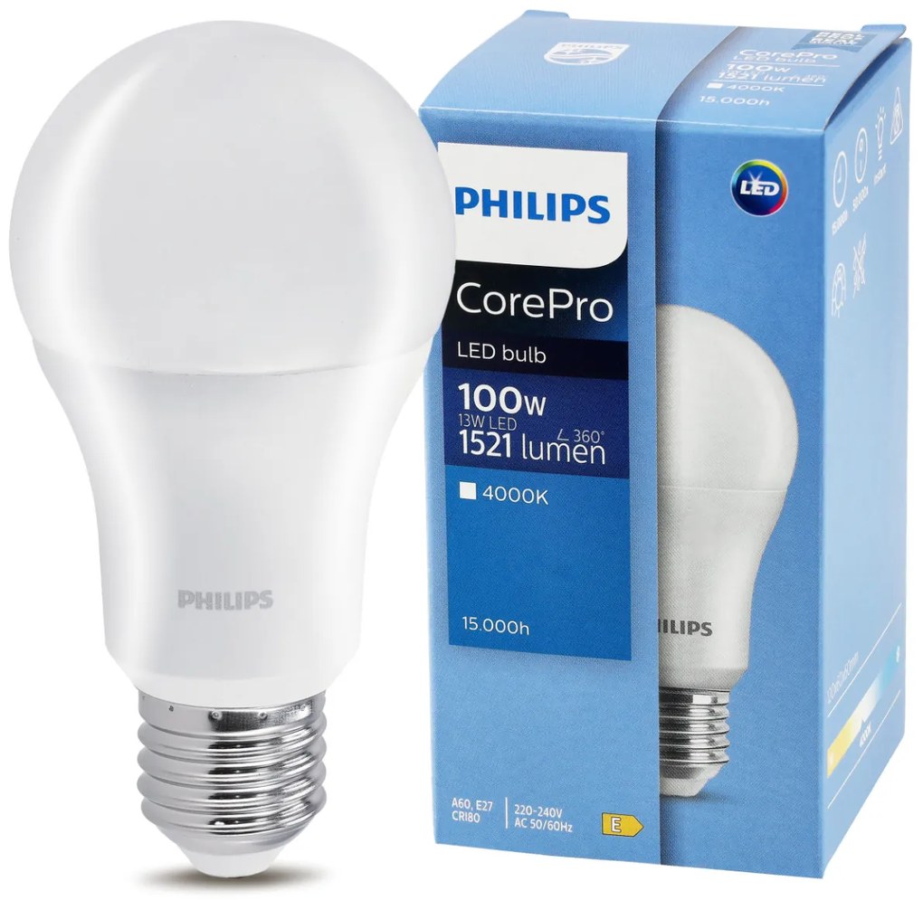 LED žiarovka Philips E27 - 13W - 1521 lm - neutrálna biela - CorePro Premium A60
