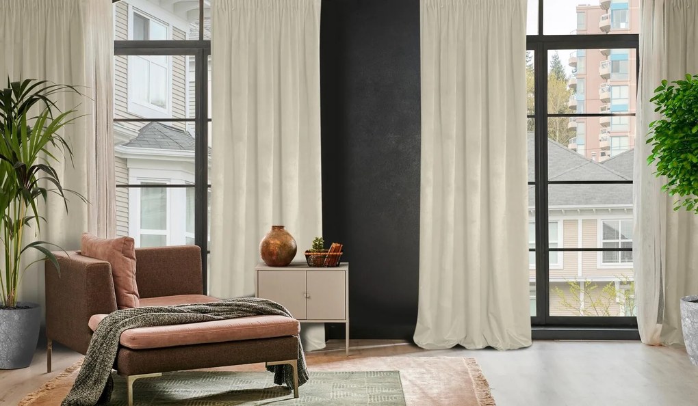 ZATEMŇOVACÍ ZÁVES NA PÁSKE ROSA 135X300 CM BÉŽOVÁ