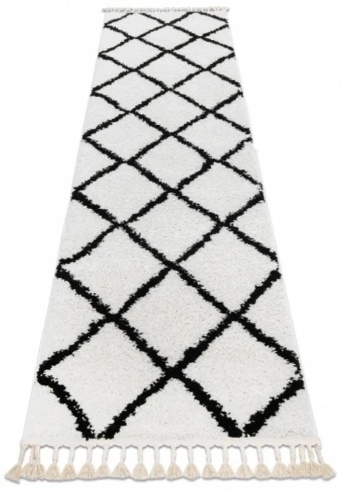 *Kusový koberec Shaggy  Cross biely atyp, Velikosti 70x200cm