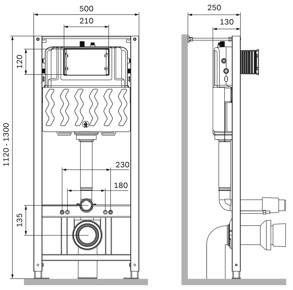 Toaletný set s inštaláciou AM.PM Hit IIS70251.TA1700 bezokrajové, so sedadlom microlift, chróm mechanické tlačidlo na splachovanie