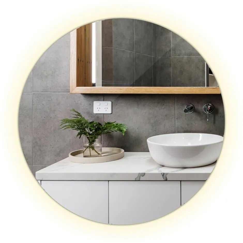 Podsvietene okrúhle kúpeľňové zrkadlo fi 70 cm Teplé svetlo (3000K)