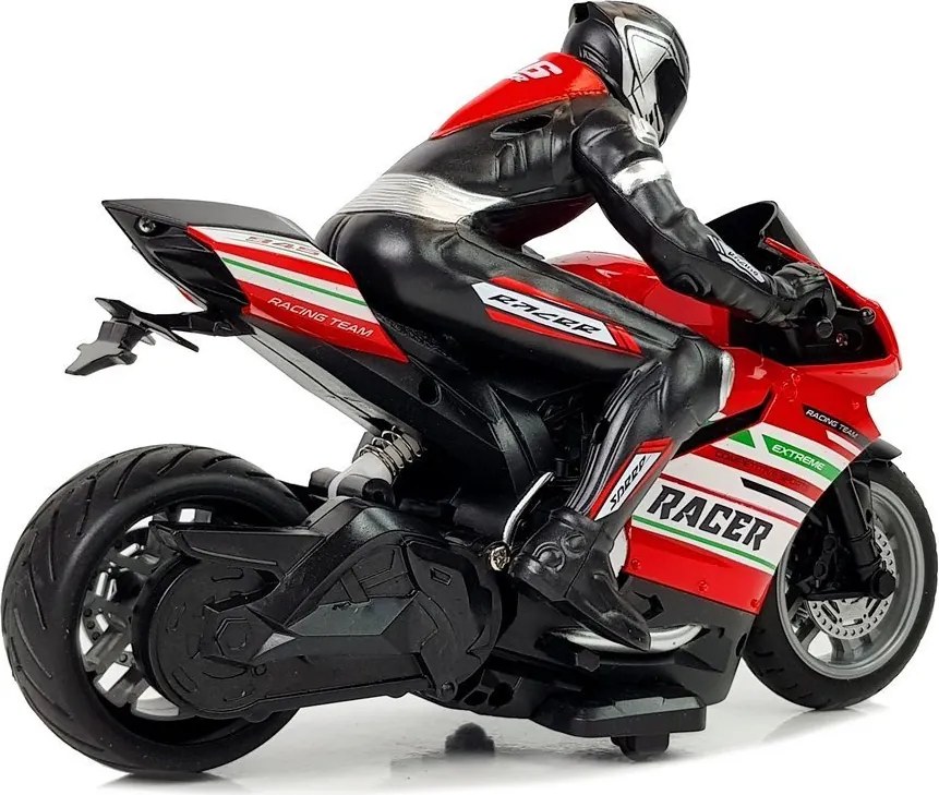 LEAN Toys Športový motocykel na diaľkové ovládanie 2.4G dosah 35 m červený