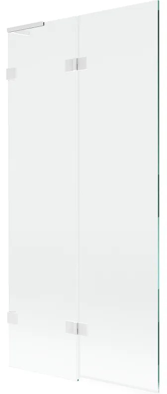 Mexen Lunar L, 2-krídlová vaňová zástena 90 x 150 cm, 8mm číre sklo, biely profil, 897L-090-100-20-00-L