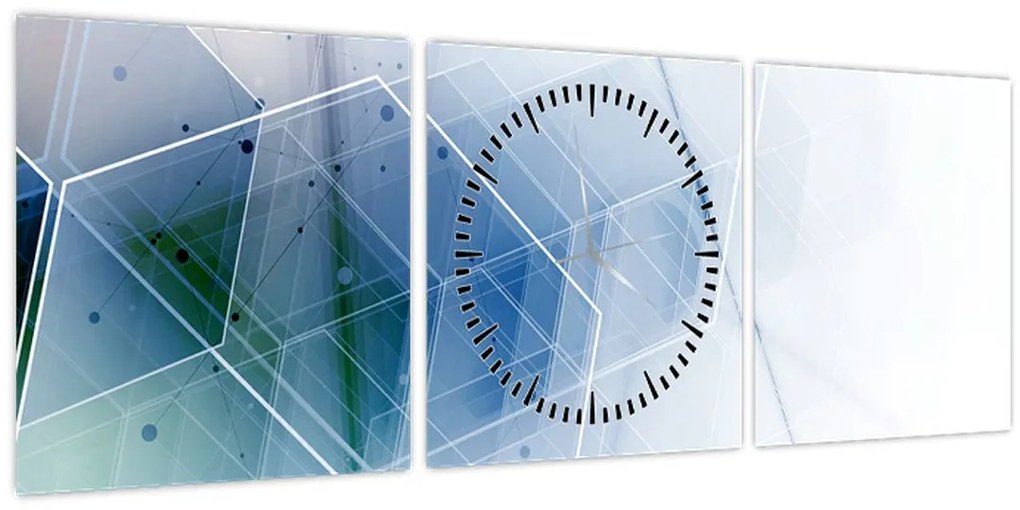 Obraz - Geometrické útvary (s hodinami) (90x30 cm)
