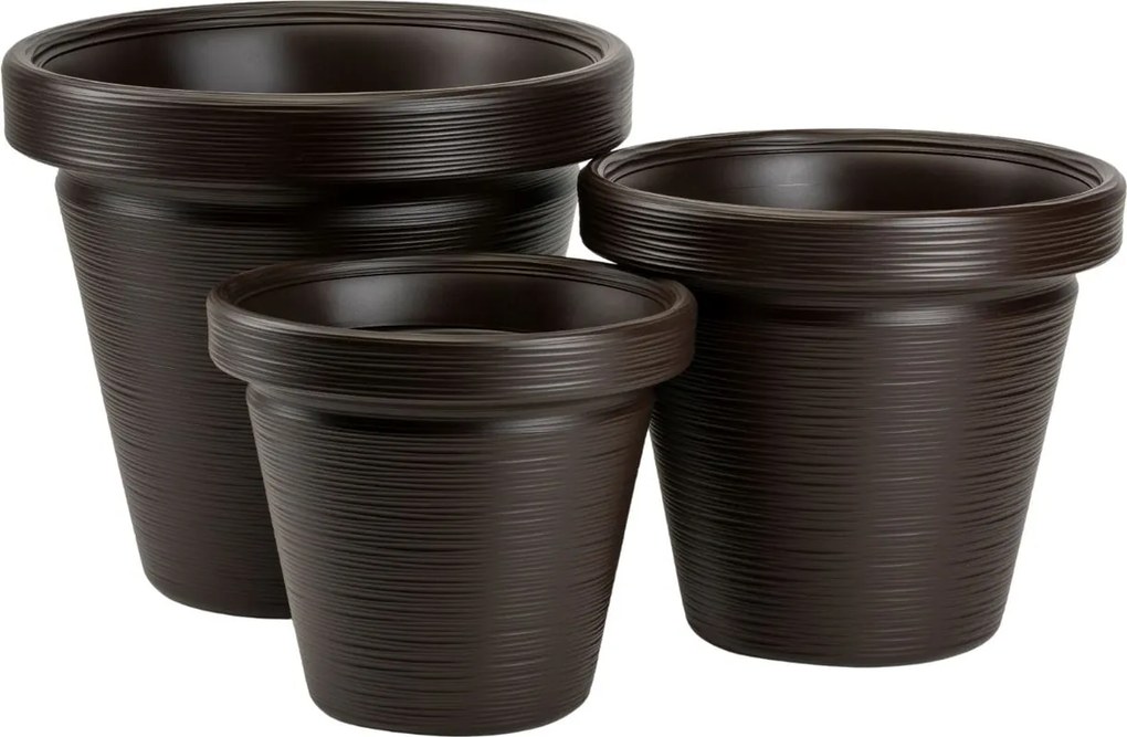 PLASTOVÝ KVETINÁČ SRTIA RIFLO 46X40 CM TMAVOHNEDÁ