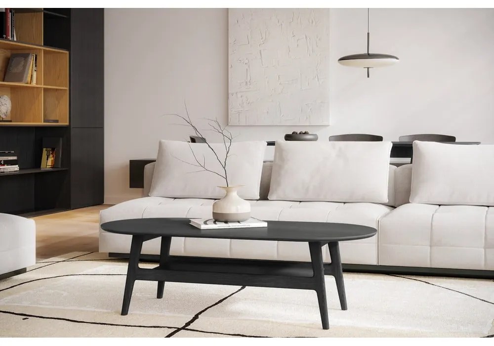 Čierny konferenčný stolík v dekore duba 60x130 cm Curved – Woodman