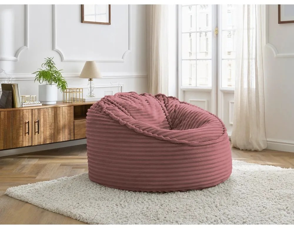 Ružový menčestrový sedací vak Socrate – Bobochic Paris