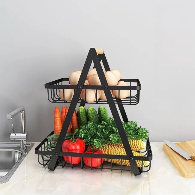 Košík na ovocie PULOS 2 úrovne čierny