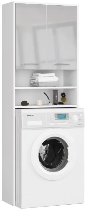 Kúpeľňová skrinka nad práčku FIN 2D biela / metalická, lesk