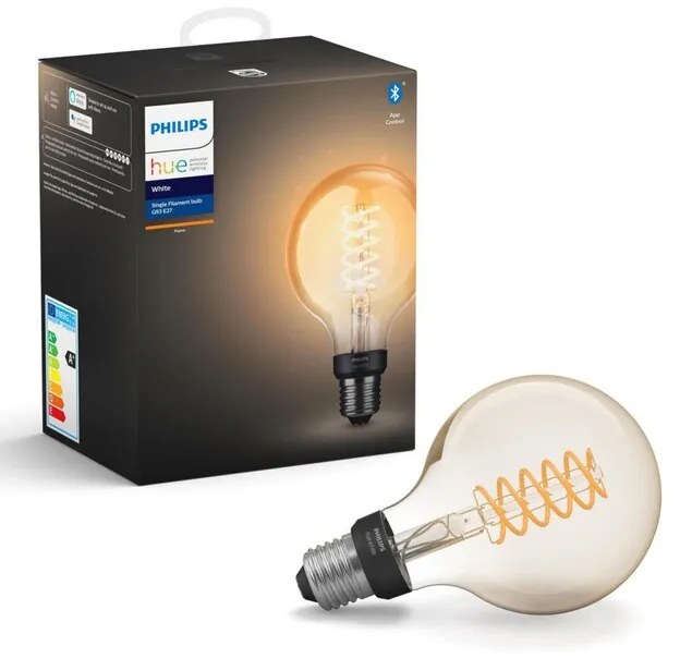 Philips HUE 8718699688882 Hue Bluetooth žiarovka LED Filament E27 7W, 550lm, 2100K, priehľadná