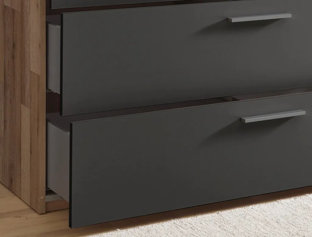 Zásuvková komoda Rivoli, dub/grafit