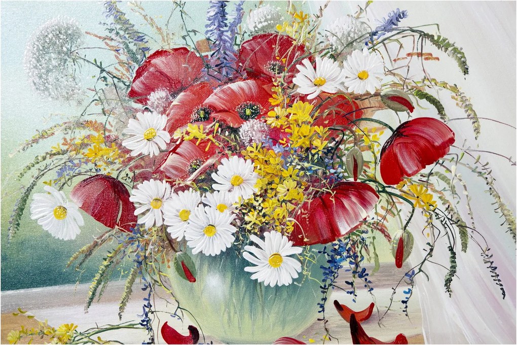 Obraz vázy s divokými kvetmi (90x60 cm)