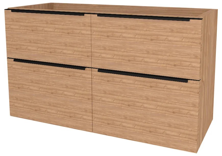 Mereo, Mereo Mailo, kúpeľňová skrinka 121 cm, čierne madlo, Multidecor, Light Select Walnut, MER-CN593SBLSW1