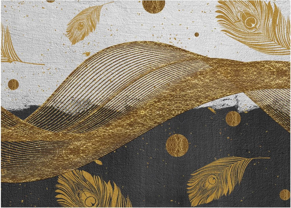 Obraz - Zlaté pierka (70x50 cm)
