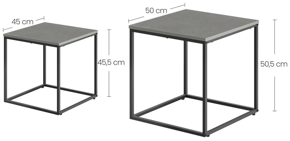 Prehouse Štvorcový konferenčný stolík -2 ks / betón