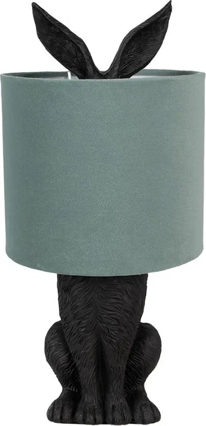 Čierna stolná lampa králik so zeleným tienidlom Rabbi - Ø 20*43 cm