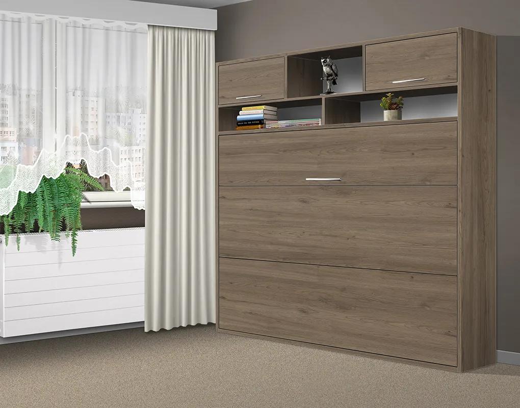 Nabytekmorava Sklápacia posteľ VS1056 MAX, 200x140cm farba lamina: agát/biele dvere, Varianta dverí: matné