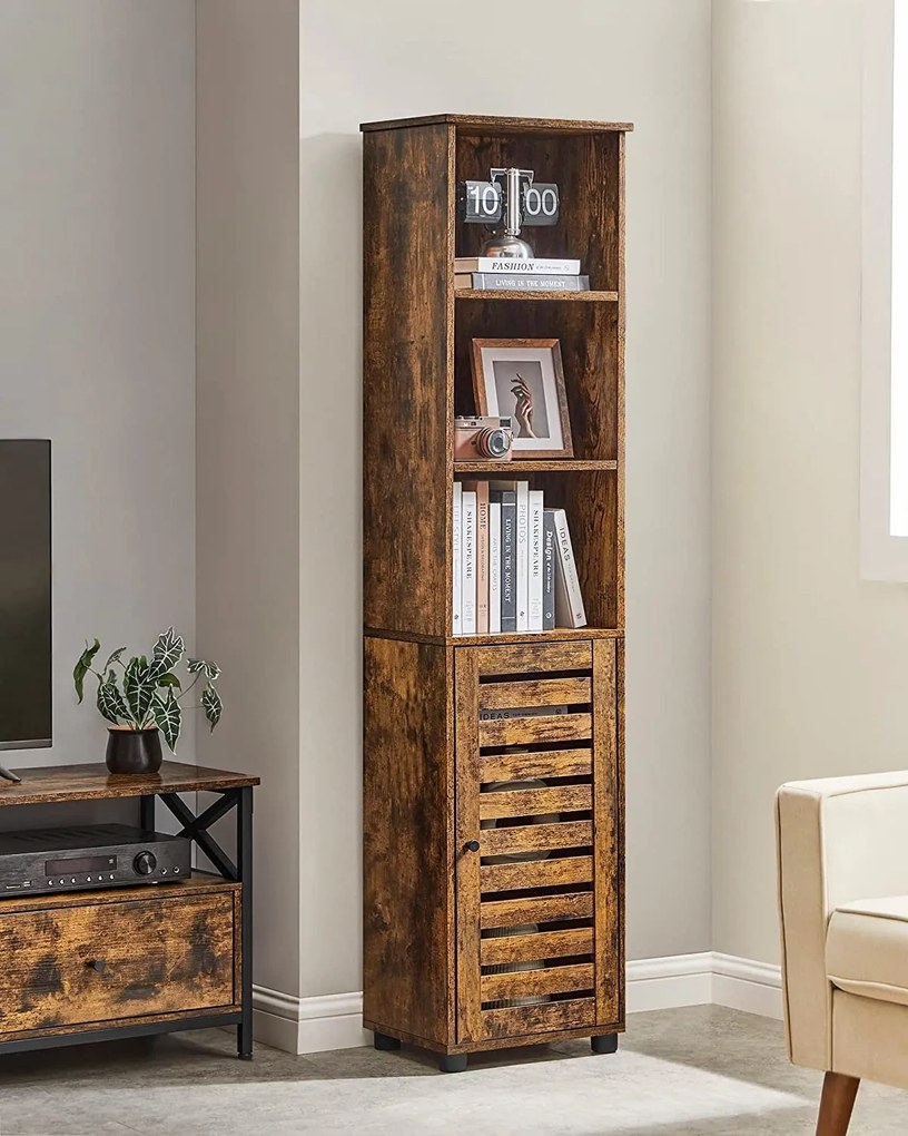 Regál TAYLOR so skrinkou a policami 40x30x167 cm, rustikálne hnedý