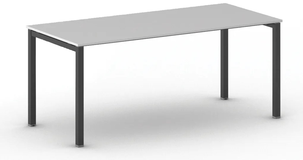 Rokovací kancelársky stôl PRIMO SQUARE, 180x80 cm, čierna podnož, sivá