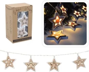 Bestent Svetielka na baterky drevené 10LED 1,65m teplá biela Hviezdy