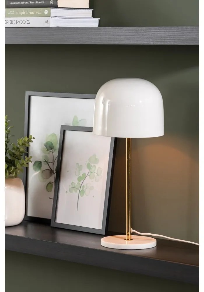 Biela stolová lampa s kovovým tienidlom (výška 50 cm) Manta – Leitmotiv