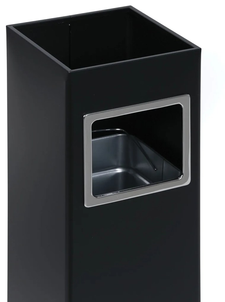 Odpadkový kôš s popolníkom a vnútornou nádobou, 11,5 l, čierny / nerez