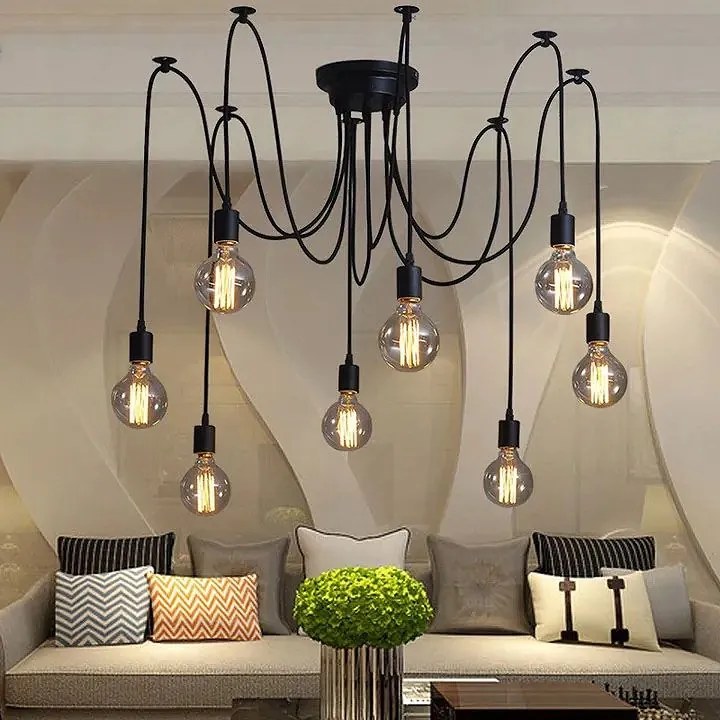 Toolight - Stropná lampa Spider 6xE27, čierna, OSW-00017