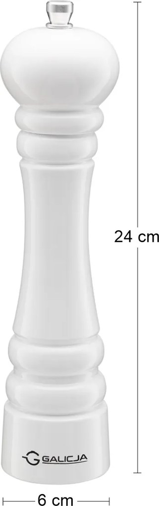 Mlynček na soľ a korenie Pedro 24 cm - biela