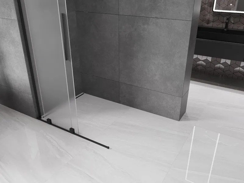 Mexen Velar L, posuvná sprchová zástena Walk-in 110 x 200 cm, 8mm sklo námraza, čierna matná, 871-110-003-33-70