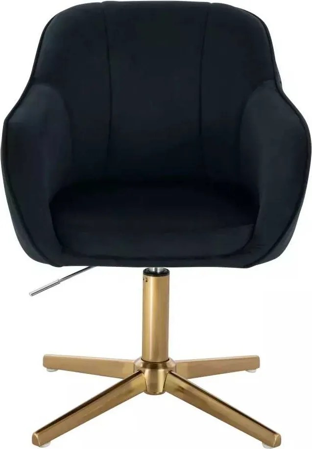 LuxuryForm DESIGN Stolička AVOLA VELUR na zlatom kríži - čierna
