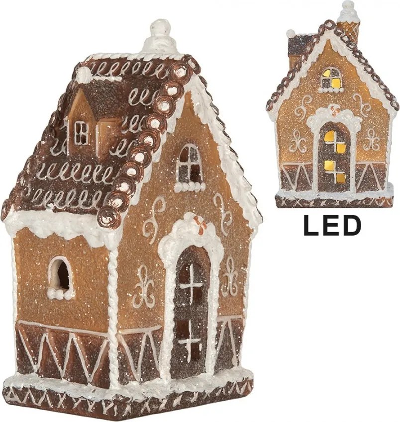 Gingerbread House With LED 13x9x20 Cm Brown Plastic - 13*9*20 cm
