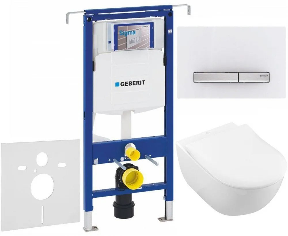 GEBERIT Duofix Special súprava 5v1 - inštalačný modul, závesné WC s DirectFlush a Softclose sedátko VILLEROY &amp; BOCH Subway 2.0, tlačítko Sigma50, 115.788.11.2 (chróm/biela), 111.355.00.5 NI8