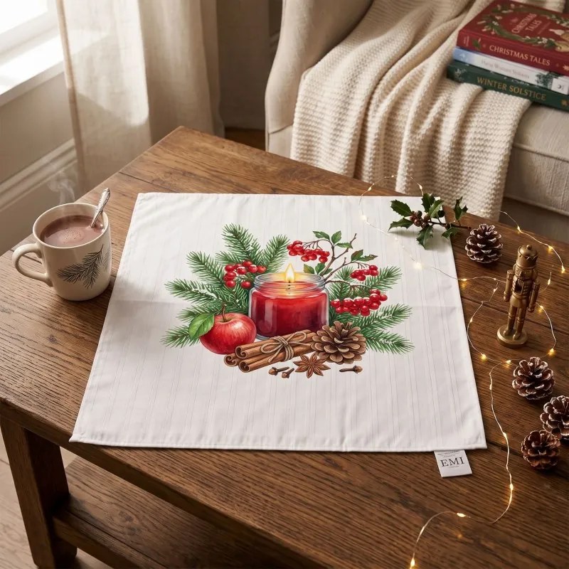 Obrus damaškový Winter Cranberry 40x40 cm EMI