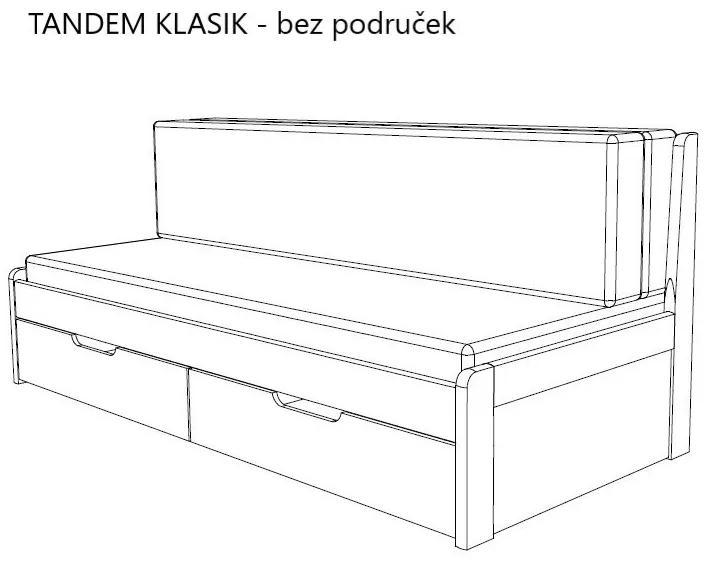 BMB TANDEM KLASIK s roštom a úložným priestorom 80 x 200 cm - rozkladacia posteľ z dubového masívu s ľavou podrúčkou, dub masív